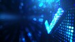 © JovialFox - Digital blue checkmark symbolizing approval and success, with a background of pixelated light. Concept of approval, success, and technology.