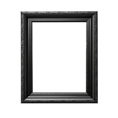 Black landscape picture frame for use as a border or home décor, cut out and isolated on white and transparent background