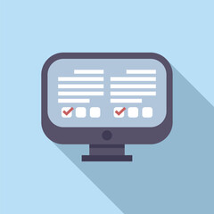 Poster - Flat design vector illustration of a desktop computer monitor with checklist on blue background