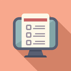 Poster - simple flat design illustration of a desktop computer monitor with a stylized interface