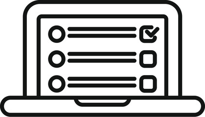 Poster - Line art illustration featuring a laptop displaying a checklist, ideal for workflow and organization concepts