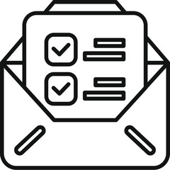 Poster - Outlined vector icon representing a checklist within an envelope, suitable for task or mail concepts