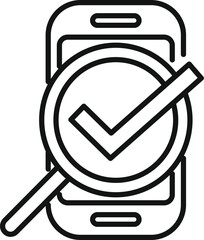Poster - Mobile quality assurance icon in vector format for checking and validating smartphone applications and digital software, ensuring accuracy and a reliable user experience