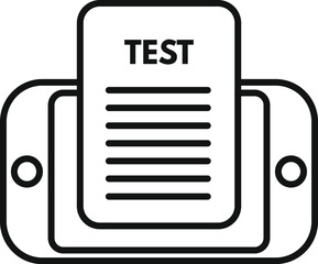 Poster - Line art vector illustration of a printer with a test page, ideal for icons and infographics