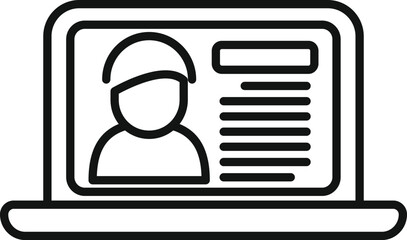 Poster - Illustration of a laptop displaying a user's profile, ideal for digital identity concepts