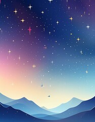 Wall Mural - Scene featuring a colorful nebula with vibrant hues of pink, purple, and blue, dotted with twinkling stars