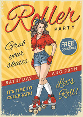 Poster - Roller party vintage sticker colorful