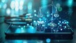 © artpray - Digital tablet with medical healthcare pharmacy graphics technology background. Generated AI image