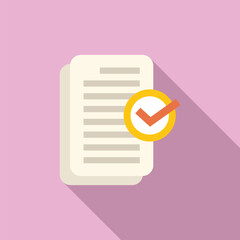 Poster - flat design icon of a document with a checkmark, representing approval or completed tasks