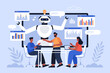 © girafchik - Artificial intelligence tool for future trends analysis business concept. Modern vector illustration of people using AI technology for machine learning and improvement