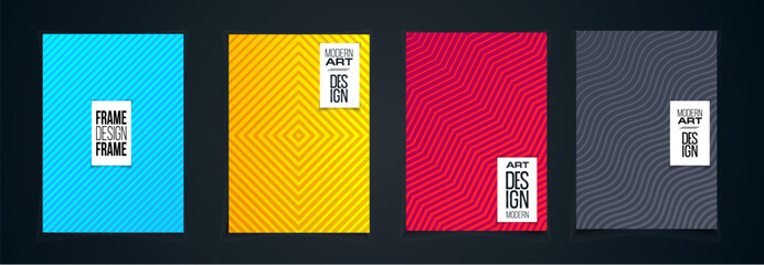 Poster - minimalistic hipster colored frame design. Vector line gradient halftone. frame for text Modern Art graphics. design business cards, invitations, gift cards, flyers ,brochures vector illustration. 