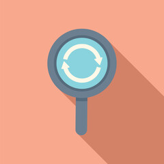 Poster - Flat design icon of a magnifying glass with a circular arrow representing search and refresh or loop functions