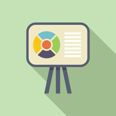 Poster - minimalist vector illustration of a presentation board with chart and text on a tripod