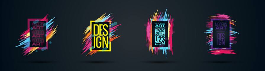 Poster - Abstract design with doodles and various shapes. modern art isolated vector graphic. minimalistic geometric frames hand painted vector illustration hand drawn. 