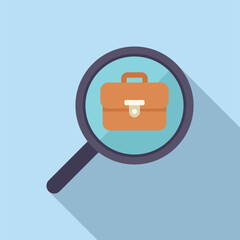 Poster - vector illustration of a magnifying glass focusing on a briefcase, symbolizing job and career search