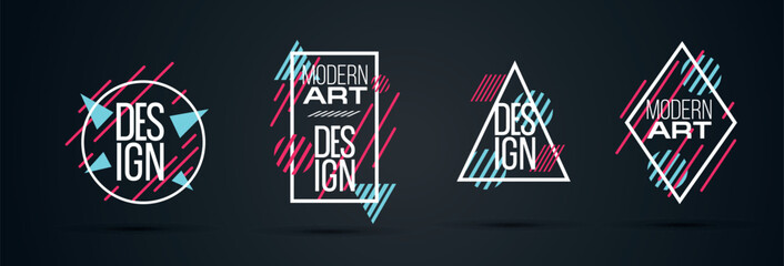 Poster - Brutalist geometric colorful shapes circles, style primitive collection, floralpunk album covers, symbolic figures abstract shapes stripes and simple shapes, vector spirals and curves illustration