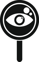 Poster - black and white icon featuring an eye within a magnifying glass, symbolizing search and focus
