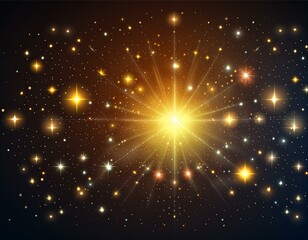 Wall Mural - Dense star cluster with stars packed closely together, glowing brightly in various shades of white and yellow