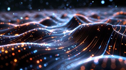 Poster - A theoretical topological quantum computer with anyons braiding their world lines in a two-dimensional space, forming intricate patterns and structures for computation
