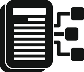 Poster - Minimalistic black and white digital workflow icon design for data management and business efficiency in modern graphic design and user experience interface vector elements