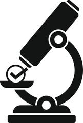 Poster - Simple black and white vector icon of a modern microscope, suitable for various scientific themes