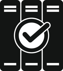 Poster - modern and secure data center checkmark icon for verified and certified network and server storage t