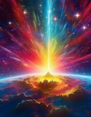 Wall Mural - Scene showing the remnants of a supernova, with a colorful explosion of gases and debris expanding outward
