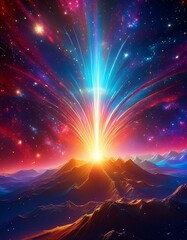 Wall Mural - Scene showing the remnants of a supernova, with a colorful explosion of gases and debris expanding outward