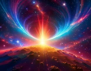 Wall Mural - Scene showing the remnants of a supernova, with a colorful explosion of gases and debris expanding outward