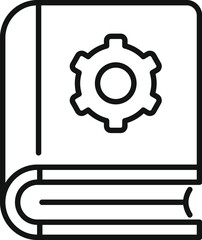 Poster - Line art illustration of a book with a gear symbol representing technical or instructional material