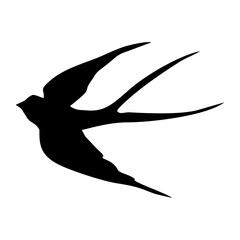 Wall Mural - black silhouette or illustration of a swallow