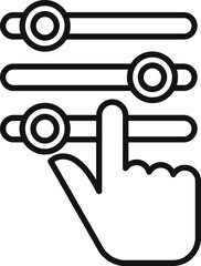 Poster - Black line icon depicting a finger sliding on horizontal toggles, symbolizing touch gesture interaction