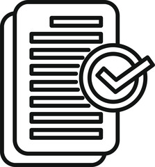 Poster - line art illustration of a document with a check mark, symbolizing approved paperwork