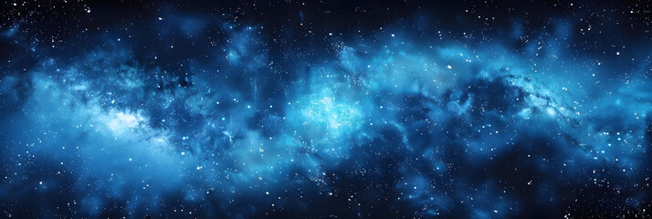 an electric blue galaxy with a multitude of stars twinkling in the background, resembling a midnight