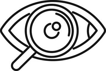 Poster - a minimalist line drawing of an eye with a magnifying glass centered on the pupil