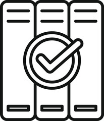 Poster - line art illustration of a quality check mark on folders indicating approved documentation