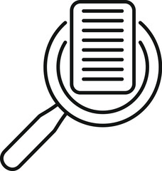 Poster - line art vector illustration of a magnifying glass over a text document, symbolizing scrutiny or rev