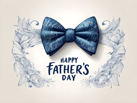 Happy Fathers Day bow tie typography banner.