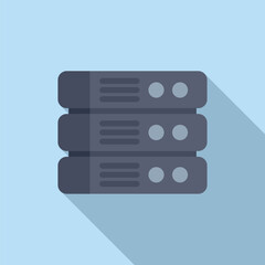 Poster - Flat design icon of network servers in a data center with shadow effect on blue background