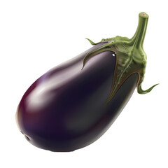 Wall Mural - Glossy ripe eggplant on a white background