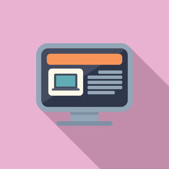 Poster - flat design icon of a modern desktop computer with a pastel pink backdrop