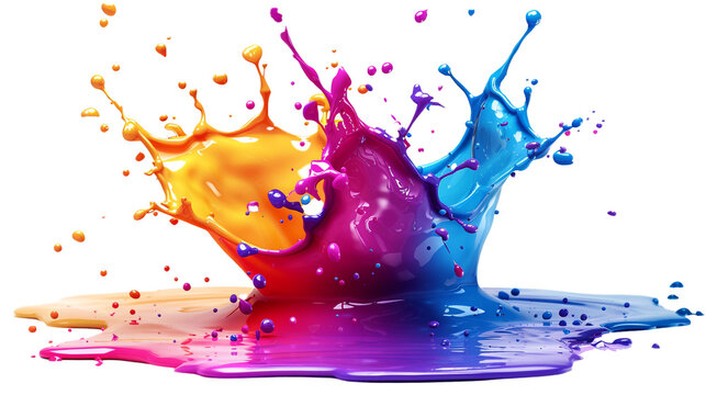 Playful paint splash infusing fun and spontaneity, isolated on transparent background.PNG File. 