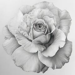 Wall Mural - Drawing of a rose with thin lines. Illustration with isolated background
