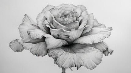 Wall Mural - Drawing of a rose with thin lines. Illustration with isolated background
