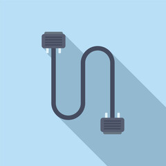 Poster - Vector illustration of a flat design electric plug with cord on a blue background