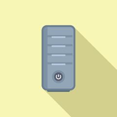 Poster - Vector image of a stylized computer server with power button, flat shadow, and pastel background