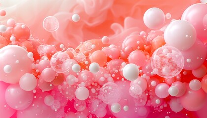 Poster - abstract background with 3D spheres and organic shapes in a peach fuzz color