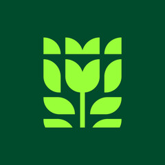 Green abstract flower logo vector icon illustration