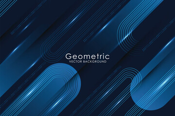 Abstract glowing dark blue geometric rounded shape technology futuristic background