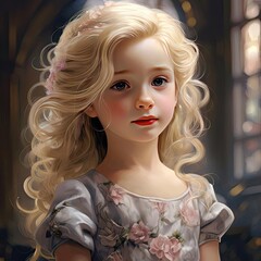 Poster - portrait of a  cute girl with blond hair 